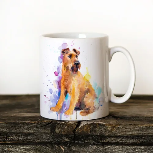 Irish Terrier Art Mug, Watercolor Ceramic Mug 11 oz Irish Terrier watercolor painting printed on an 11 oz ceramic art mug by Slaveika Aladjova