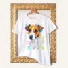 Jack Russell Terrier watercolor painting printed on a white cotton T-shirt by Slaveika Aladjova