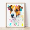 Jack Russell Terrier watercolor painting the artwork on the T-shirt by Slaveika Aladjova