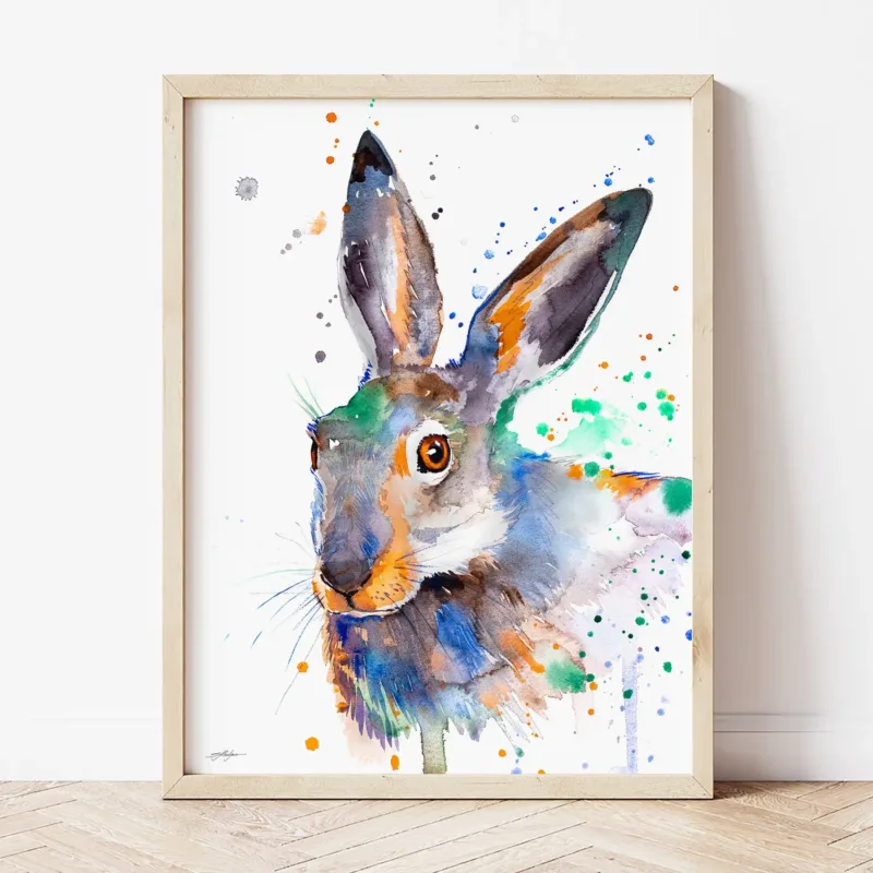 Jackrabbit watercolor painting the artwork on the T-shirt by Slaveika Aladjova