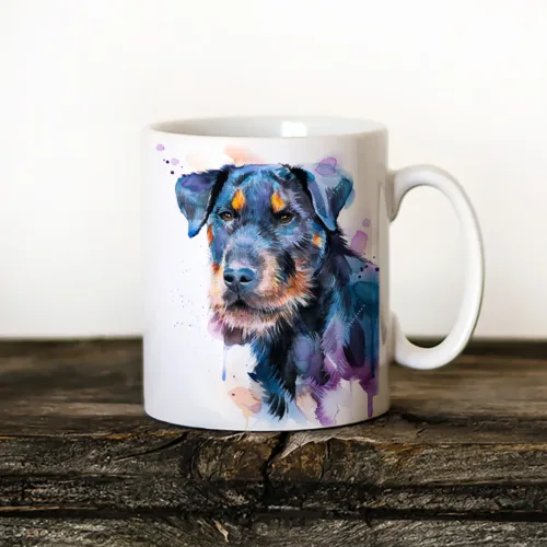 Jagdterrier Art Mug, Watercolor Ceramic Mug 11 oz Jagdterrier watercolor painting printed on an 11 oz ceramic art mug by Slaveika Aladjova