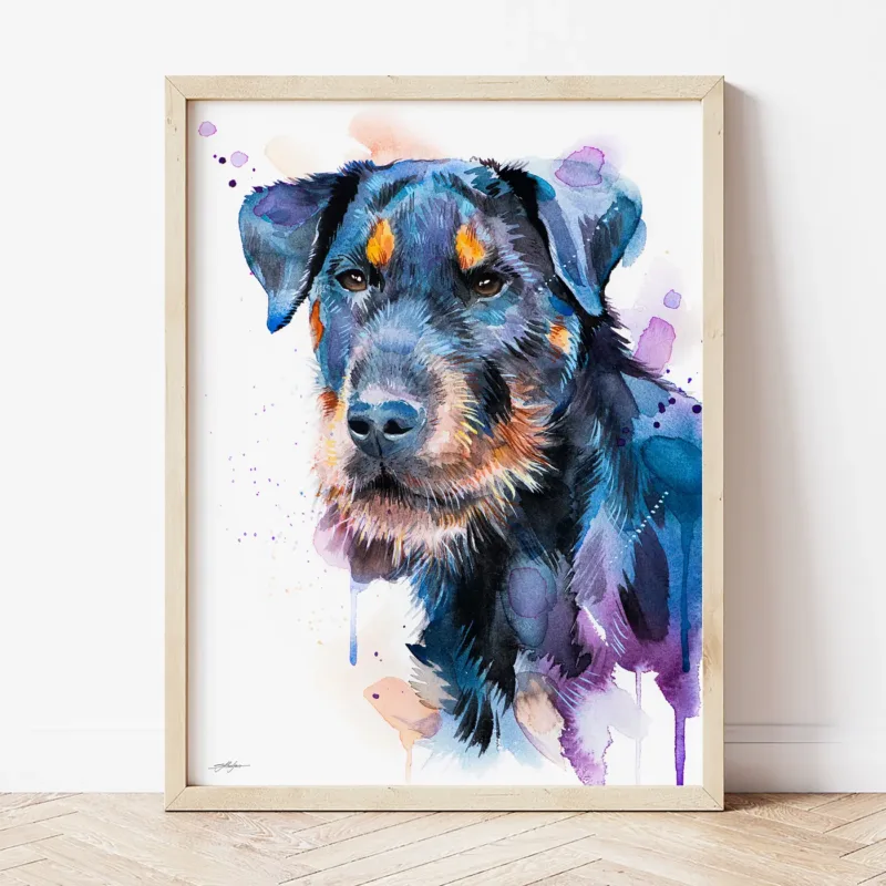 Jagdterrier watercolor painting the artwork on the T-shirt by Slaveika Aladjova