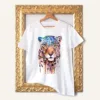 Jaguar watercolor painting printed on a white cotton T-shirt by Slaveika Aladjova