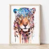 Jaguar watercolor painting the artwork on the T-shirt by Slaveika Aladjova