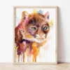 Jaguarundi watercolor painting the artwork on the T-shirt by Slaveika Aladjova