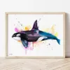 Killer Whale watercolor painting the artwork on the T-shirt by Slaveika Aladjova