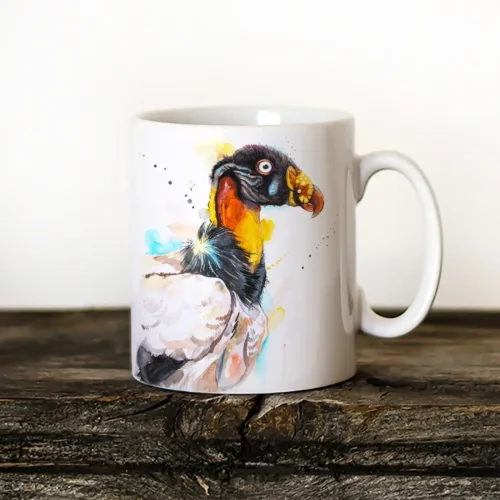 King Vulture Art Mug, Watercolor Ceramic Mug 11 oz King Vulture watercolor painting printed on an 11 oz ceramic art mug by Slaveika Aladjova