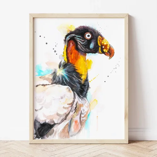 King Vulture watercolor painting the artwork on the T-shirt by Slaveika Aladjova