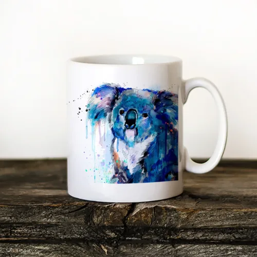 Koala Art Mug, Watercolor Ceramic Mug 11 oz Koala watercolor painting printed on an 11 oz ceramic art mug by Slaveika Aladjova