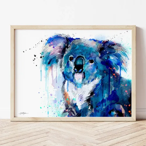 Koala watercolor painting the artwork on the T-shirt by Slaveika Aladjova