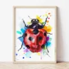 Ladybug watercolor painting the artwork on the T-shirt by Slaveika Aladjova