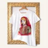 Lazarka Girl from the Village of Pirin watercolor painting printed on a white cotton T-shirt by Slaveika Aladjova