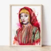 Lazarka Girl from the Village of Pirin watercolor painting the artwork on the T-shirt by Slaveika Aladjova