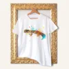 Leopard Gecko watercolor painting printed on a white cotton T-shirt by Slaveika Aladjova
