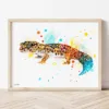 Leopard Gecko watercolor painting the artwork on the T-shirt by Slaveika Aladjova