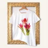 Leucadendron watercolor painting printed on a white cotton T-shirt by Slaveika Aladjova