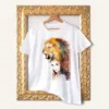 Lion Girl watercolor painting printed on a white cotton T-shirt by Slaveika Aladjova