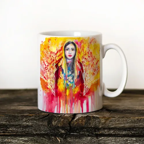 Maiden in a Costume from the Dobrudzha Region Art Mug, Watercolor Ceramic Mug 11 oz Maiden in a Costume from the Dobrudzha Region watercolor painting printed on an 11 oz ceramic art mug by Slaveika Aladjova