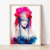 Maiden in a Festive Costume from Southeast Bulgaria watercolor painting the artwork on the T-shirt by Slaveika Aladjova