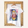 Maiden in a Festive Costume from Thrace watercolor painting printed on a white cotton T-shirt by Slaveika Aladjova