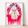 Maiden in a Festive Costume with Roses watercolor painting the artwork on the T-shirt by Slaveika Aladjova