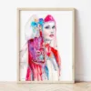 Maiden in a Festive Folk Costume watercolor painting the artwork on the T-shirt by Slaveika Aladjova