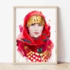 Maiden in a Folk Costume with Gold Jewelry watercolor painting the artwork on the T-shirt by Slaveika Aladjova