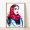 Maiden in a Winter Festive Costume watercolor painting the artwork on the T-shirt by Slaveika Aladjova