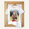 Maiden with Bear Cubs at the Stone Steps in Pirin watercolor painting printed on a white cotton T-shirt by Slaveika Aladjova