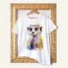 Meerkat watercolor painting printed on a white cotton T-shirt by Slaveika Aladjova