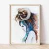 Mouflon Girl watercolor painting the artwork on the T-shirt by Slaveika Aladjova