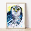 Northern Hawk-Owl watercolor painting the artwork on the T-shirt by Slaveika Aladjova