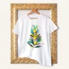 Olive Branch watercolor painting printed on a white cotton T-shirt by Slaveika Aladjova