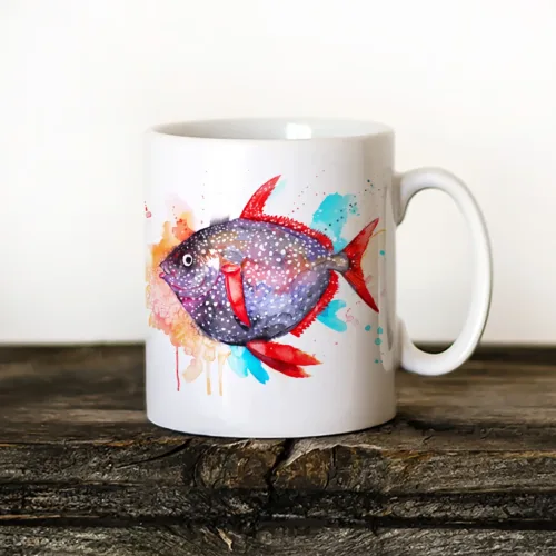 Opah Art Mug, Watercolor Ceramic Mug 11 oz Opah watercolor painting printed on an 11 oz ceramic art mug by Slaveika Aladjova