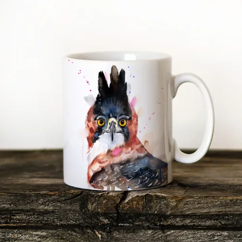 Ornate Hawk-Eagle Art Mug, Watercolor Ceramic Mug 11 oz Ornate Hawk-Eagle watercolor painting printed on an 11 oz ceramic art mug by Slaveika Aladjova