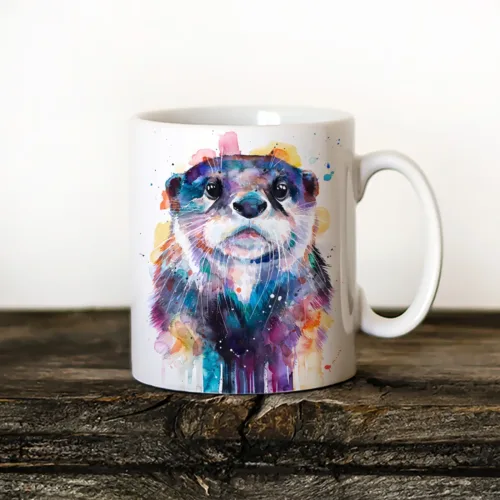 Otter Art Mug, Watercolor Ceramic Mug 11 oz Otter watercolor painting printed on an 11 oz ceramic art mug by Slaveika Aladjova