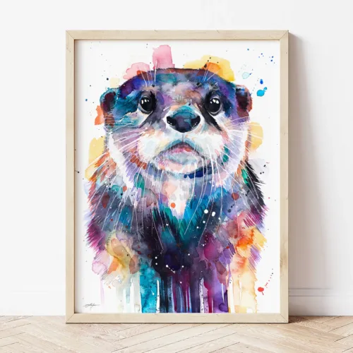 Otter watercolor painting by Slaveika Aladjova, the artwork on the T-shirt