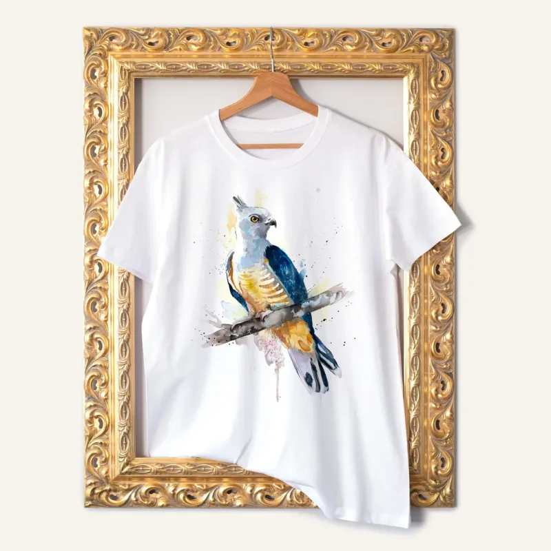 Pacific Baza watercolor painting printed on a white cotton T-shirt by Slaveika Aladjova