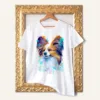 Papillon watercolor painting printed on a white cotton T-shirt by Slaveika Aladjova
