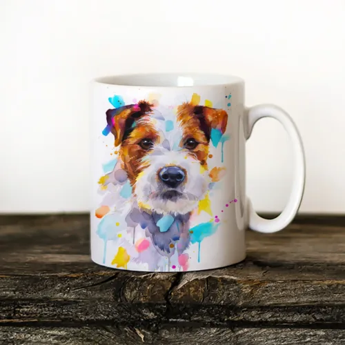 Parson Russell Terrier Art Mug, Watercolor Ceramic Mug 11 oz Parson Russell Terrier watercolor painting printed on an 11 oz ceramic art mug by Slaveika Aladjova