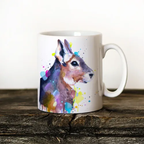 Patagonian Mara Art Mug, Watercolor Ceramic Mug 11 oz Patagonian Mara watercolor painting printed on an 11 oz ceramic art mug by Slaveika Aladjova