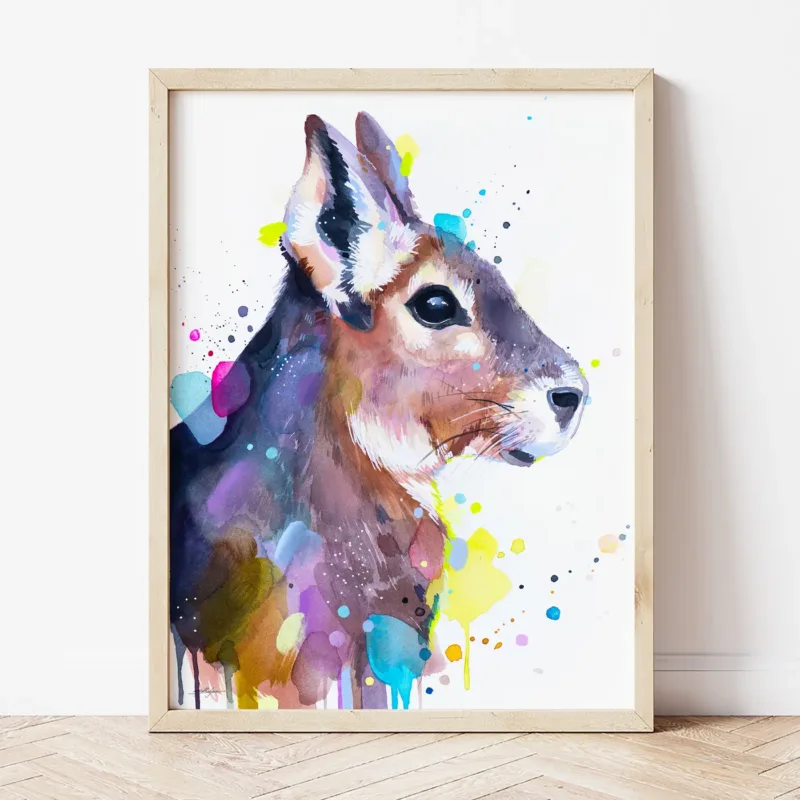 Patagonian Mara watercolor painting the artwork on the T-shirt by Slaveika Aladjova