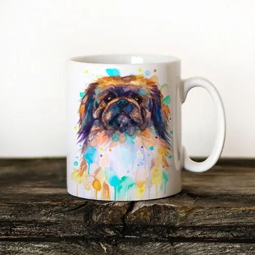 Pekingese Art Mug, Watercolor Ceramic Mug 11 oz Pekingese watercolor painting printed on an 11 oz ceramic art mug by Slaveika Aladjova