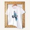 Peregrine Falcon in Flight watercolor painting printed on a white cotton T-shirt by Slaveika Aladjova