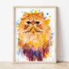 Persian Cat watercolor painting the artwork on the T-shirt by Slaveika Aladjova