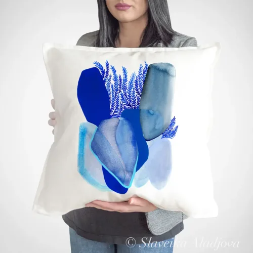 Pheasant Art Pillow Cover, Watercolor Cushion 50 × 50 cm Pheasant watercolor painting printed on a 50 x 50 cm cotton art pillow cover by Slaveika Aladjova