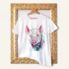 Pig watercolor painting printed on a white cotton T-shirt by Slaveika Aladjova