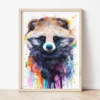 Raccoon Dog watercolor painting the artwork on the T-shirt by Slaveika Aladjova