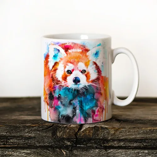 Red Panda Art Mug, Watercolor Ceramic Mug 11 oz Red Panda watercolor painting printed on an 11 oz ceramic art mug by Slaveika Aladjova
