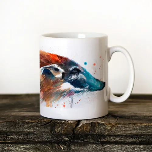 Red River Hog Art Mug, Watercolor Ceramic Mug 11 oz Red River Hog watercolor painting printed on an 11 oz ceramic art mug by Slaveika Aladjova